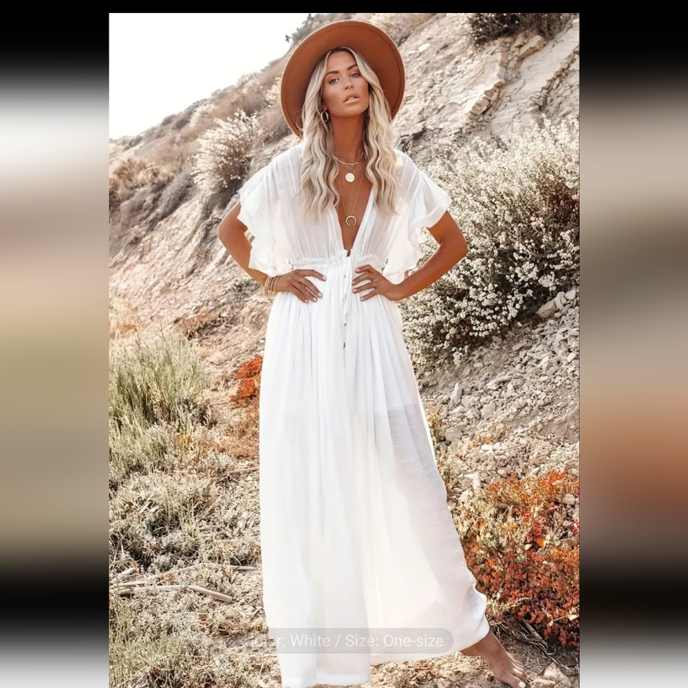 New Bohemian Long White Gauze Maxi Summer Dress